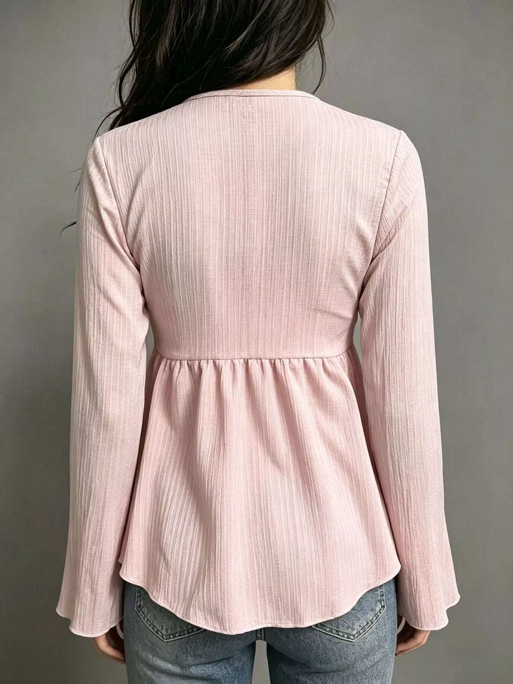 Tie-Front Flare Sleeve Blouse