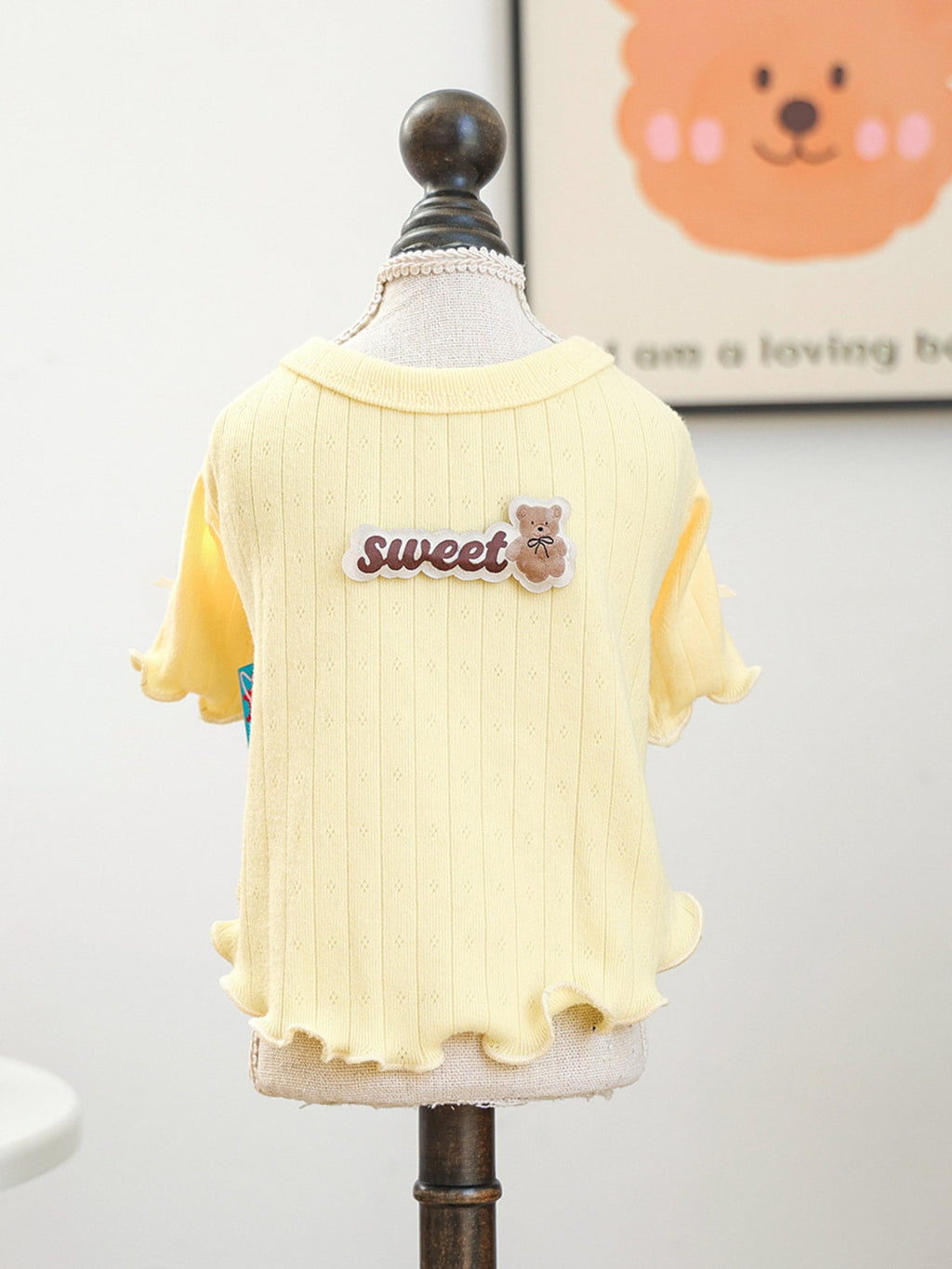 Sweet Bear Patch Ribbed Pet Top