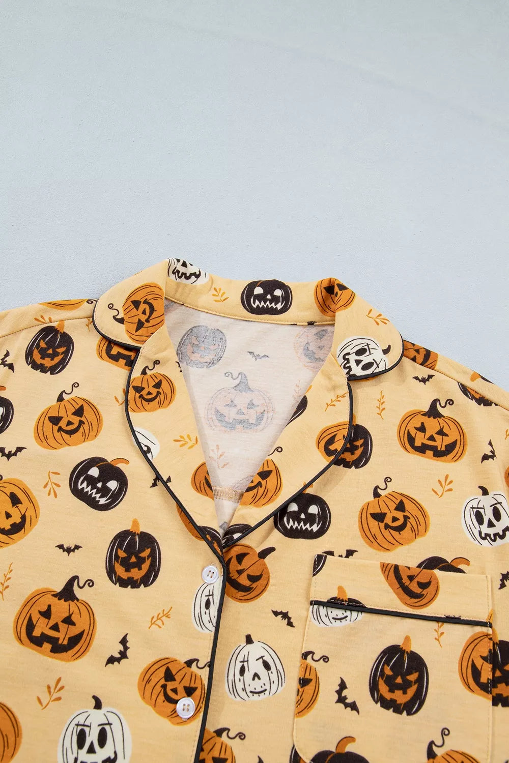 Halloween Pumpkin Print Long Sleeve Two Piece Lounge Set