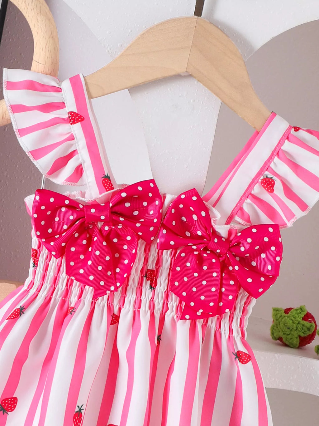 Children's Bow Ruffled Striped Top and Shorts Set