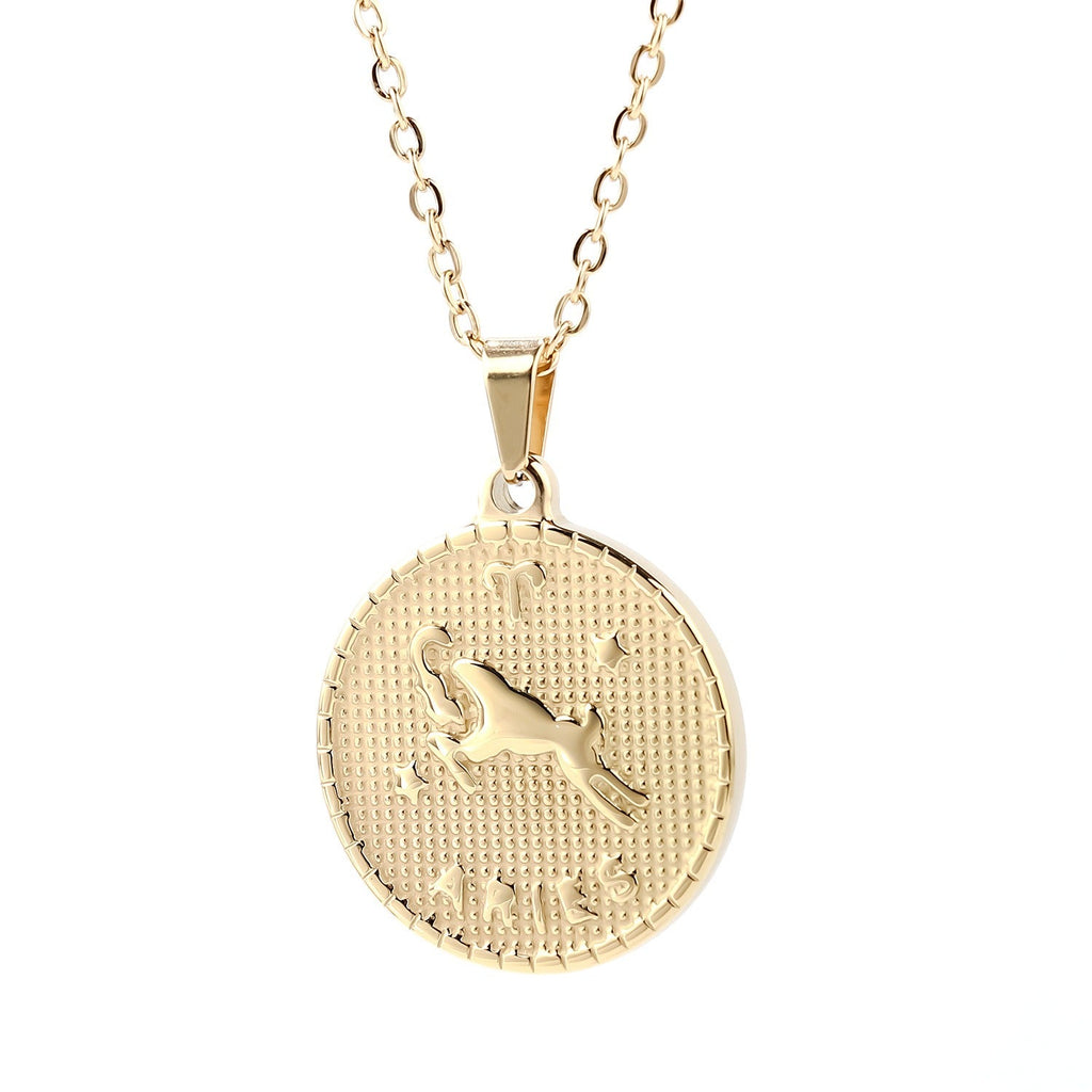 18K Gold Light Luxury Twelve Constellation Pendant Necklace