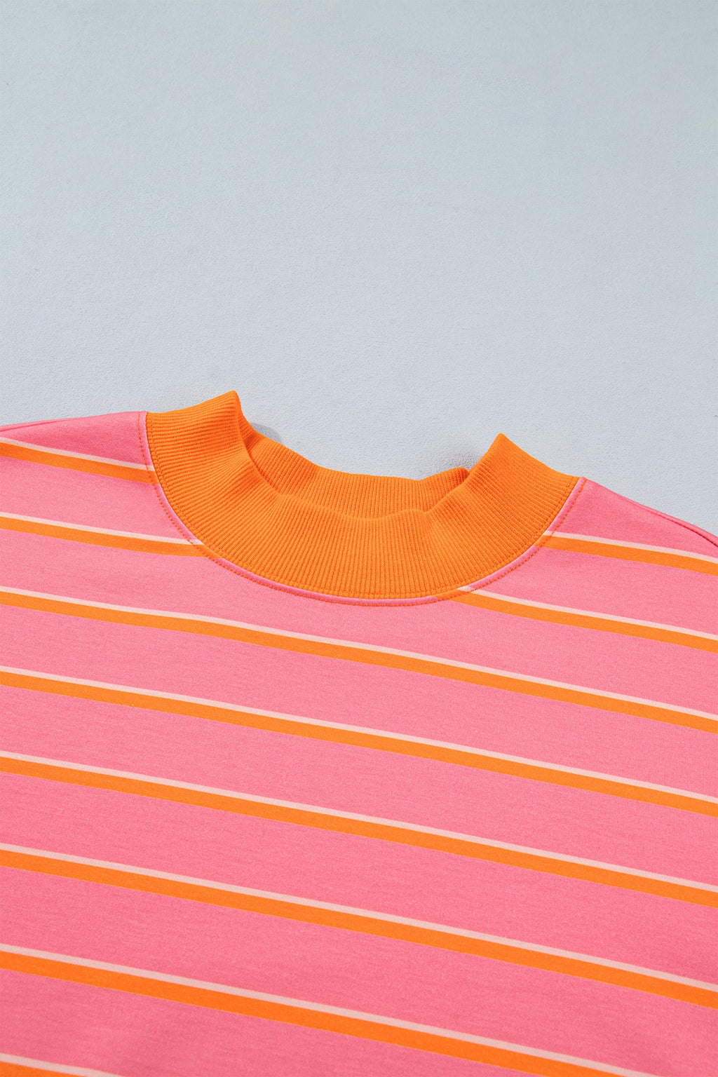 Stripe Colorblock Mock Neck Sweatshirt & Shorts Set