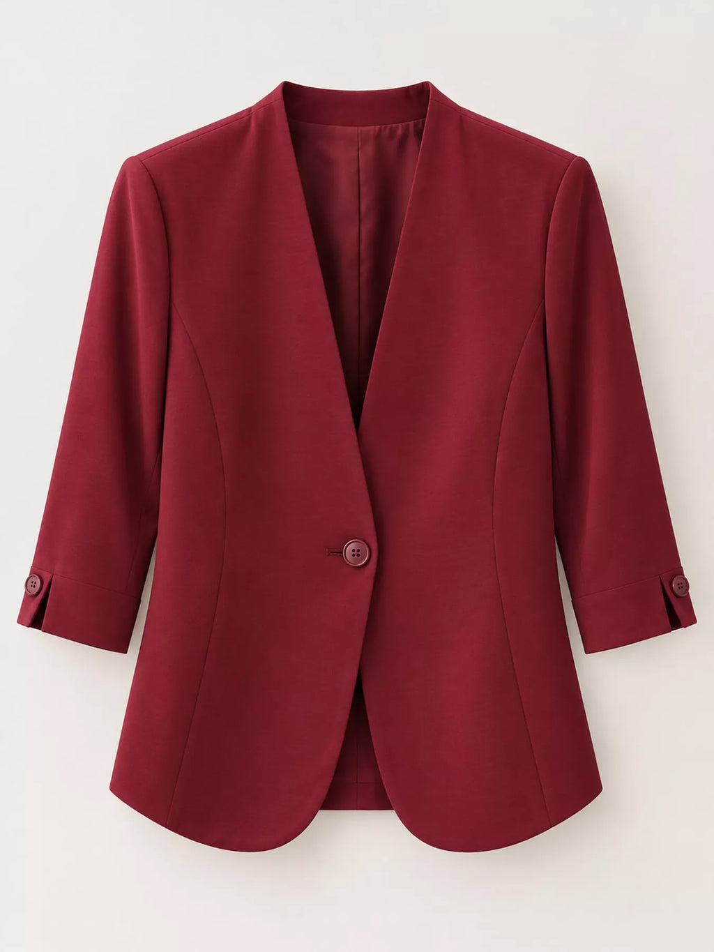 Plus Size Three-Quarter Sleeve One Button Blazer