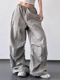Drawstring Wide Leg Cargo Pants