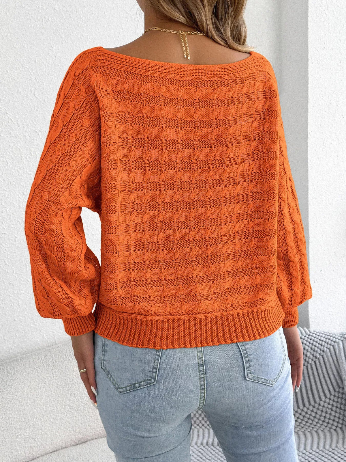 Cable Knit Boat Neck Sweater