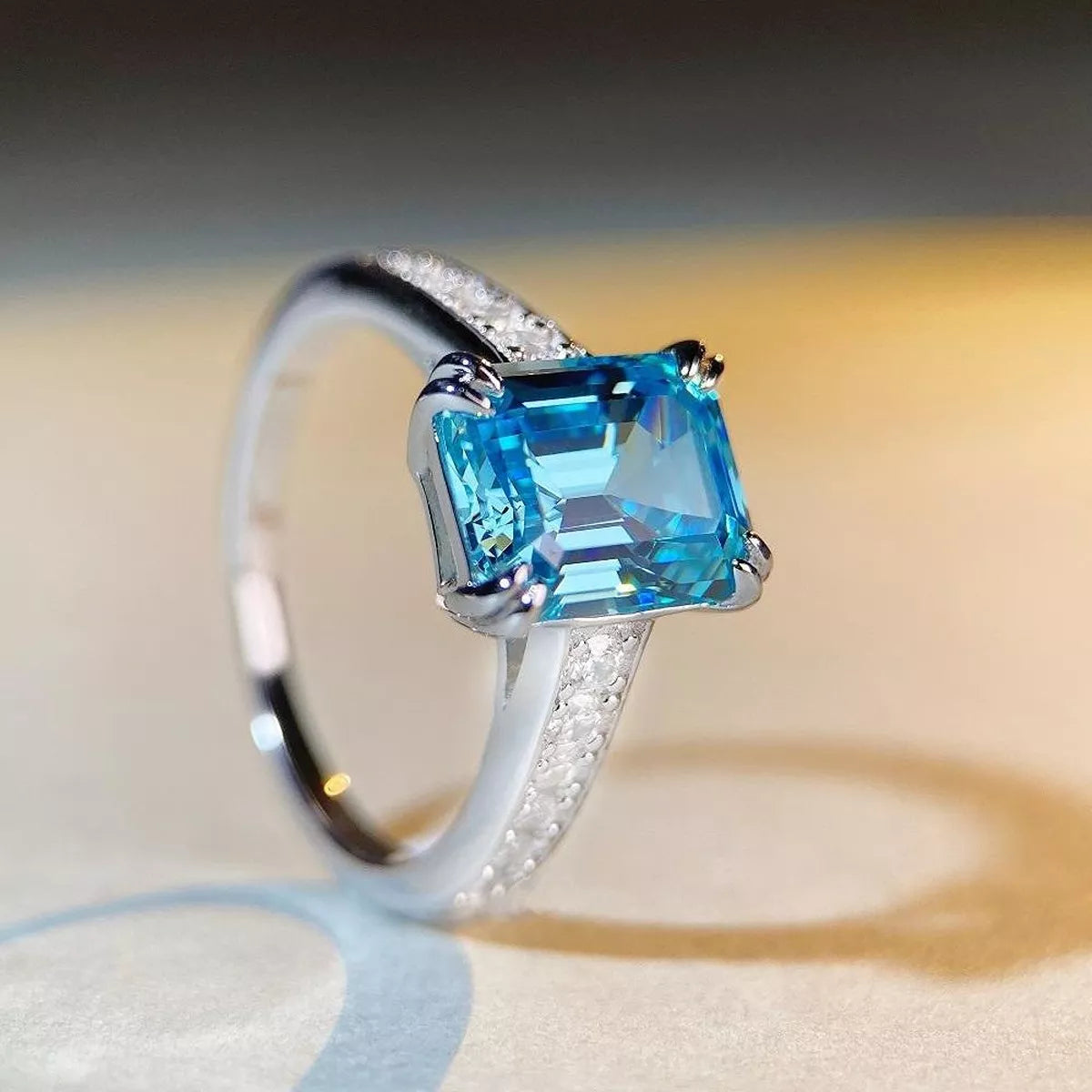 925 Sterling Silver Zircon Geometric Ring
