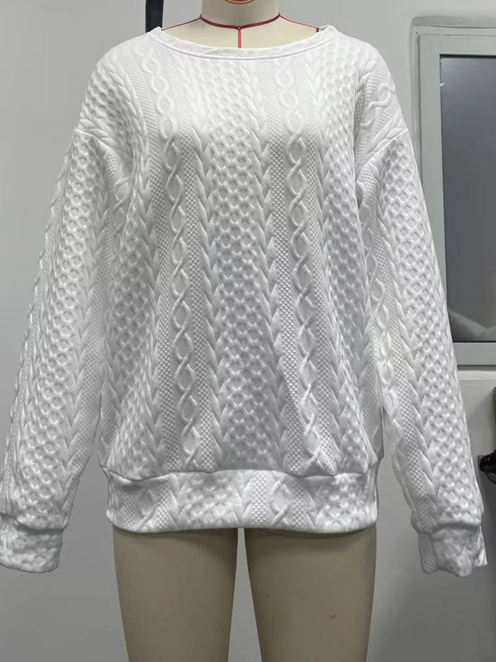 Textured Knit Crewneck Sweatshirt