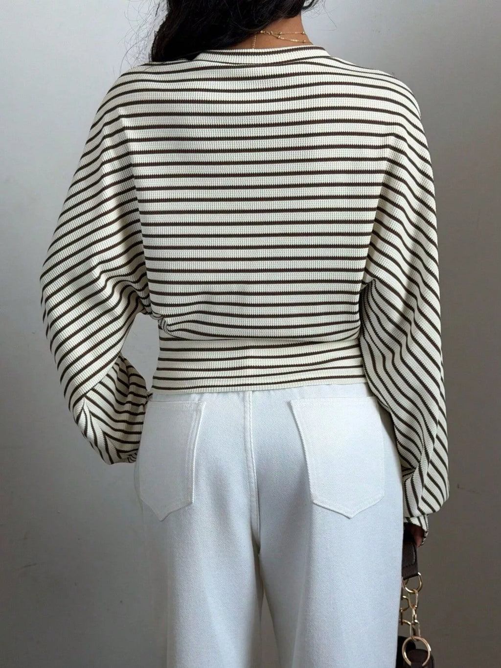 Casual Striped Batwing Sleeve T-Shirt