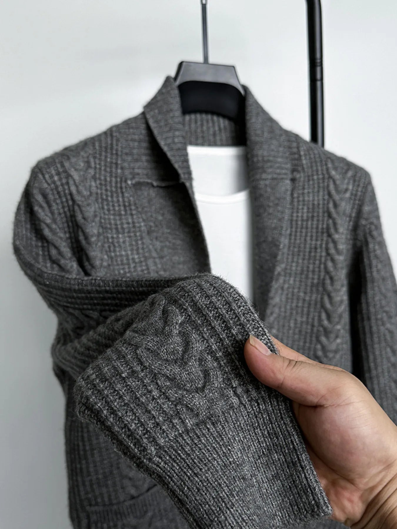 Men's Plus Size Cable Knit Button Up Cardigan