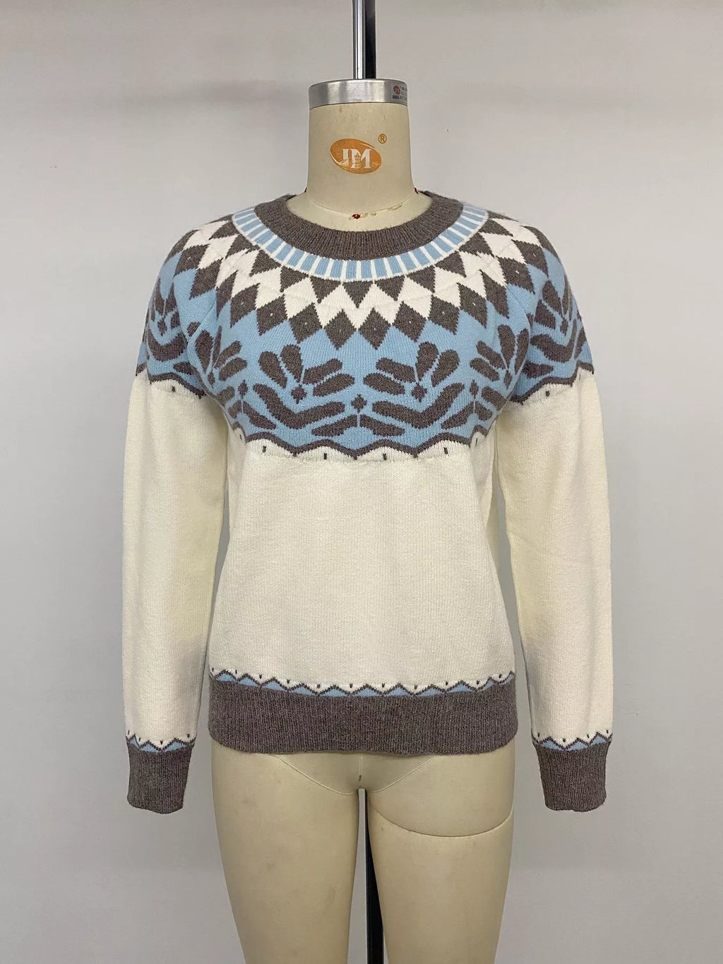 Fair Isle Pattern Round Neck Sweater