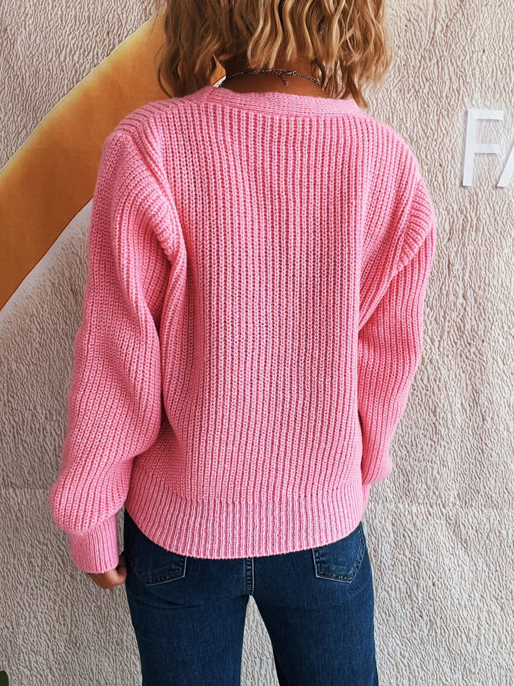 Flower V-Neck Button Up Cardigan