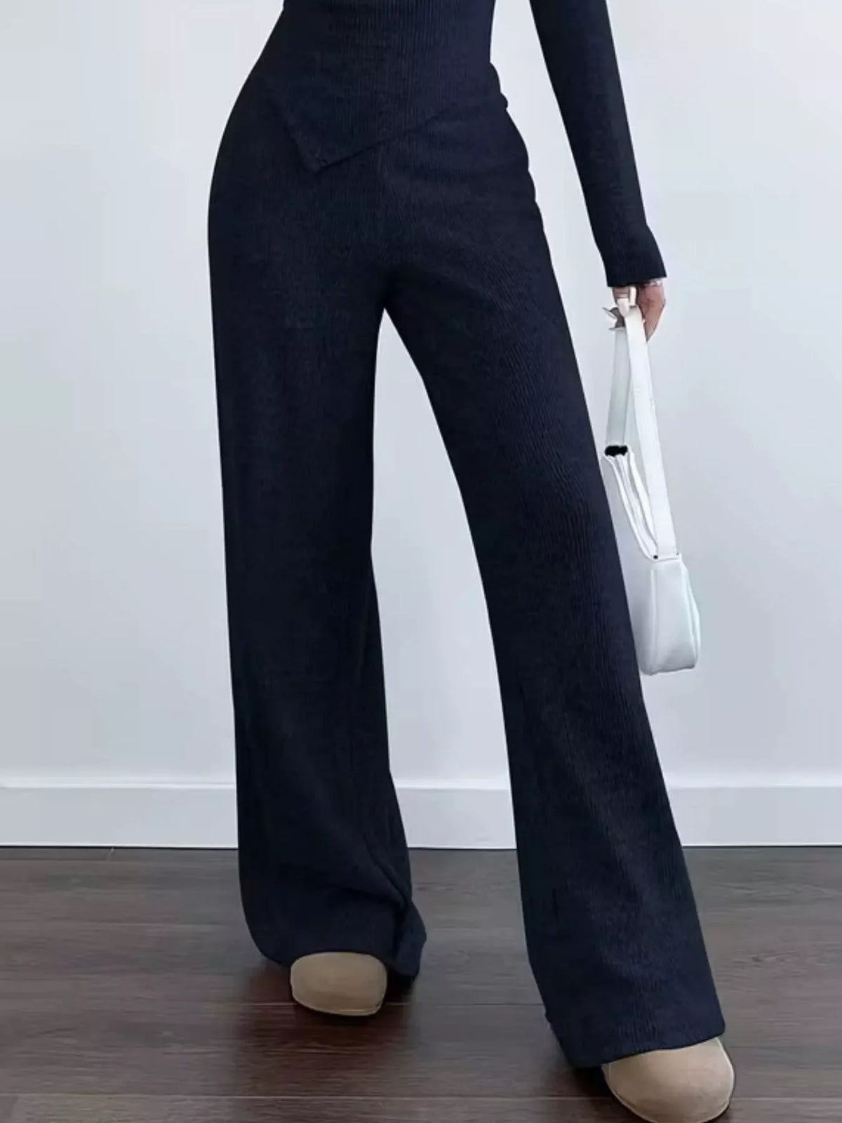 Chic One-Shoulder Asymmetrical Top and Wide-Leg Pants Set