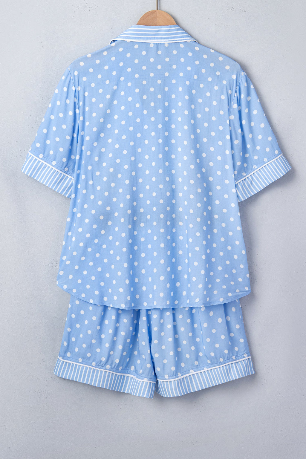 Sky Blue Dotted Print Soft Short Pajama Set