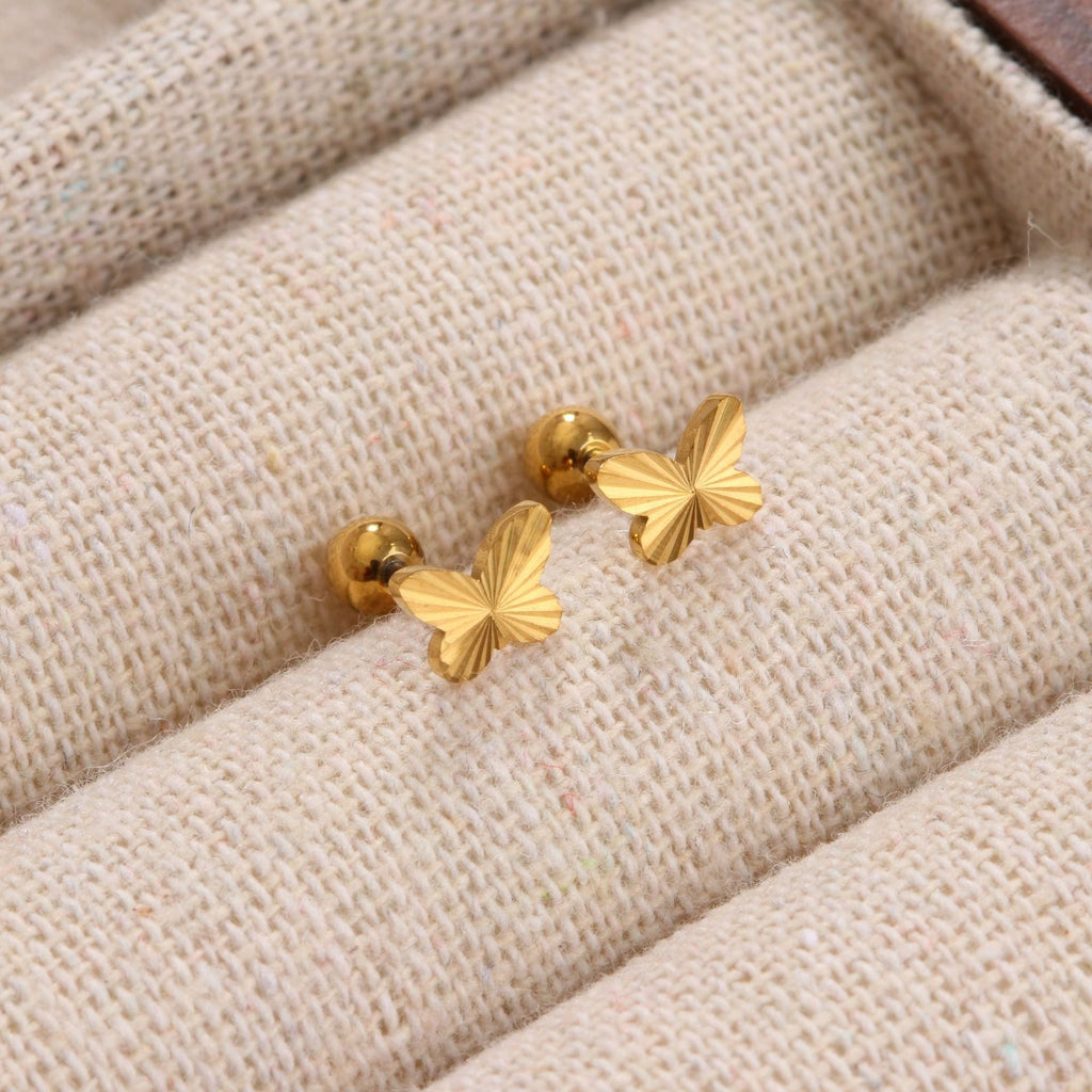 18K gold geometric inlaid gemstone design trendy personality earrings