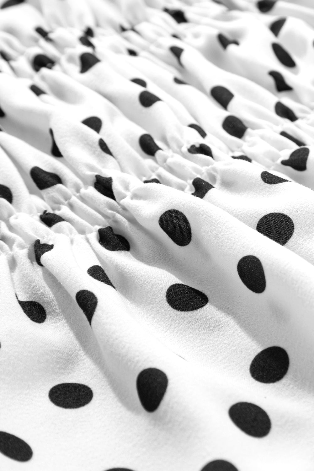 Polka Dot Bow Square Neck Puff Sleeve Top