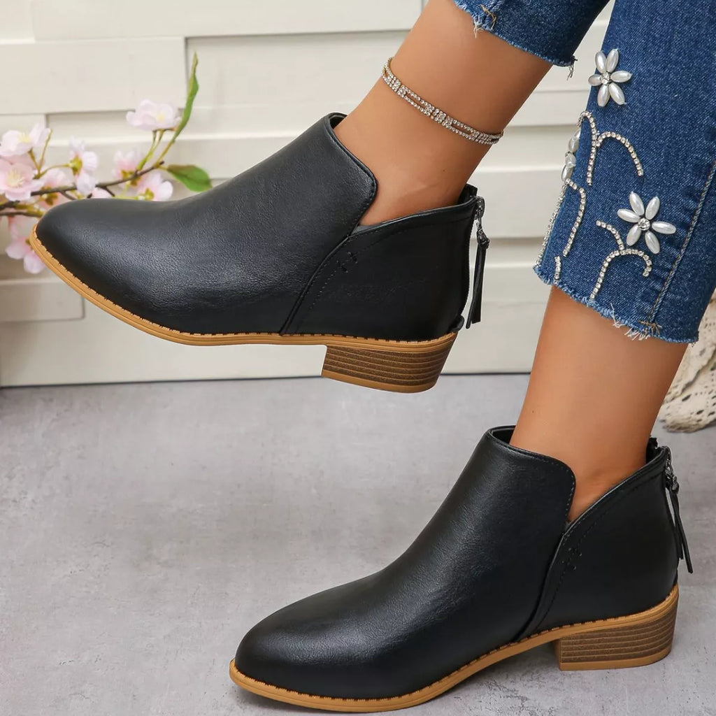 Point Toe Block Heels Boots