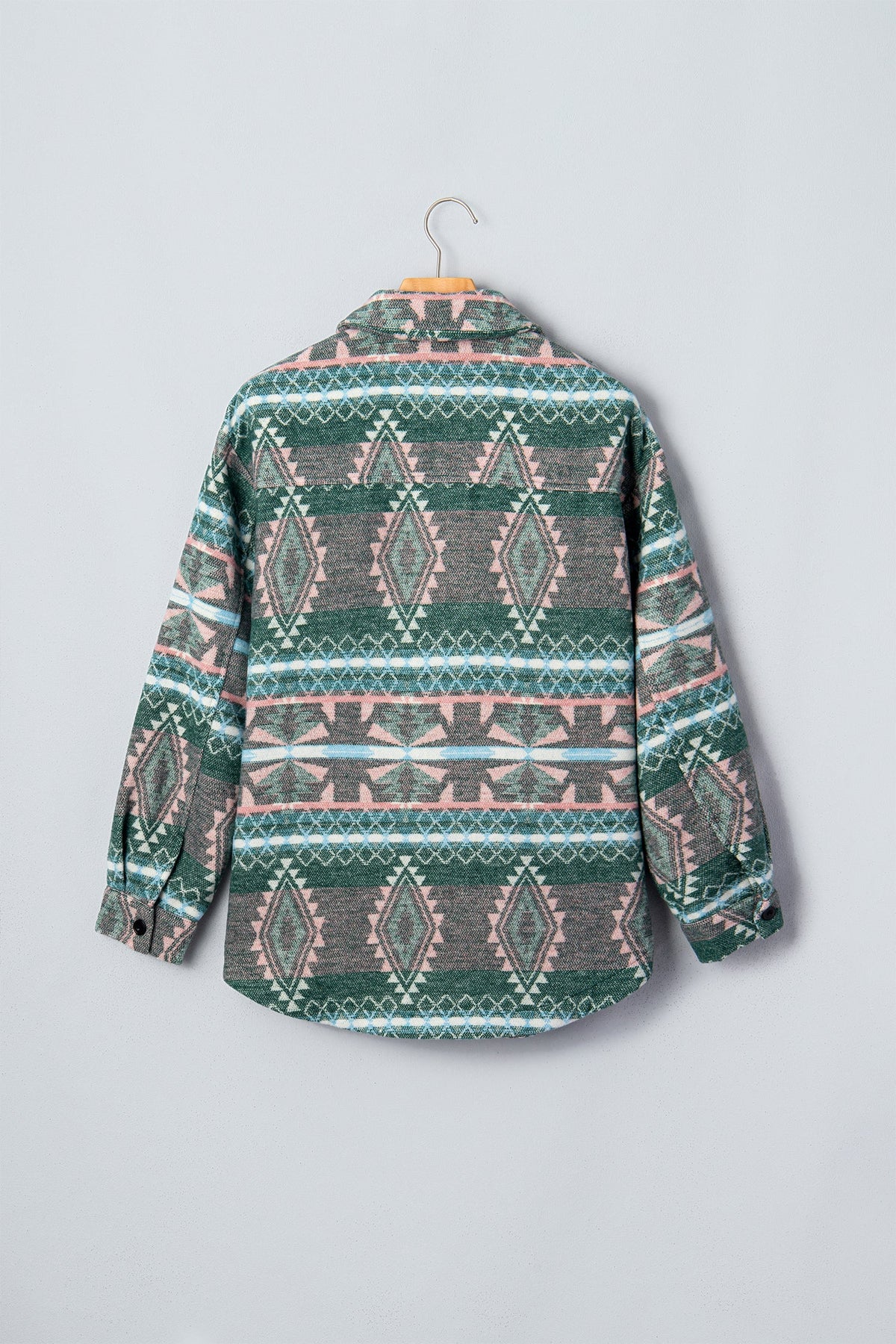 Aztec Geometric Long Sleeve Button Front Shacket