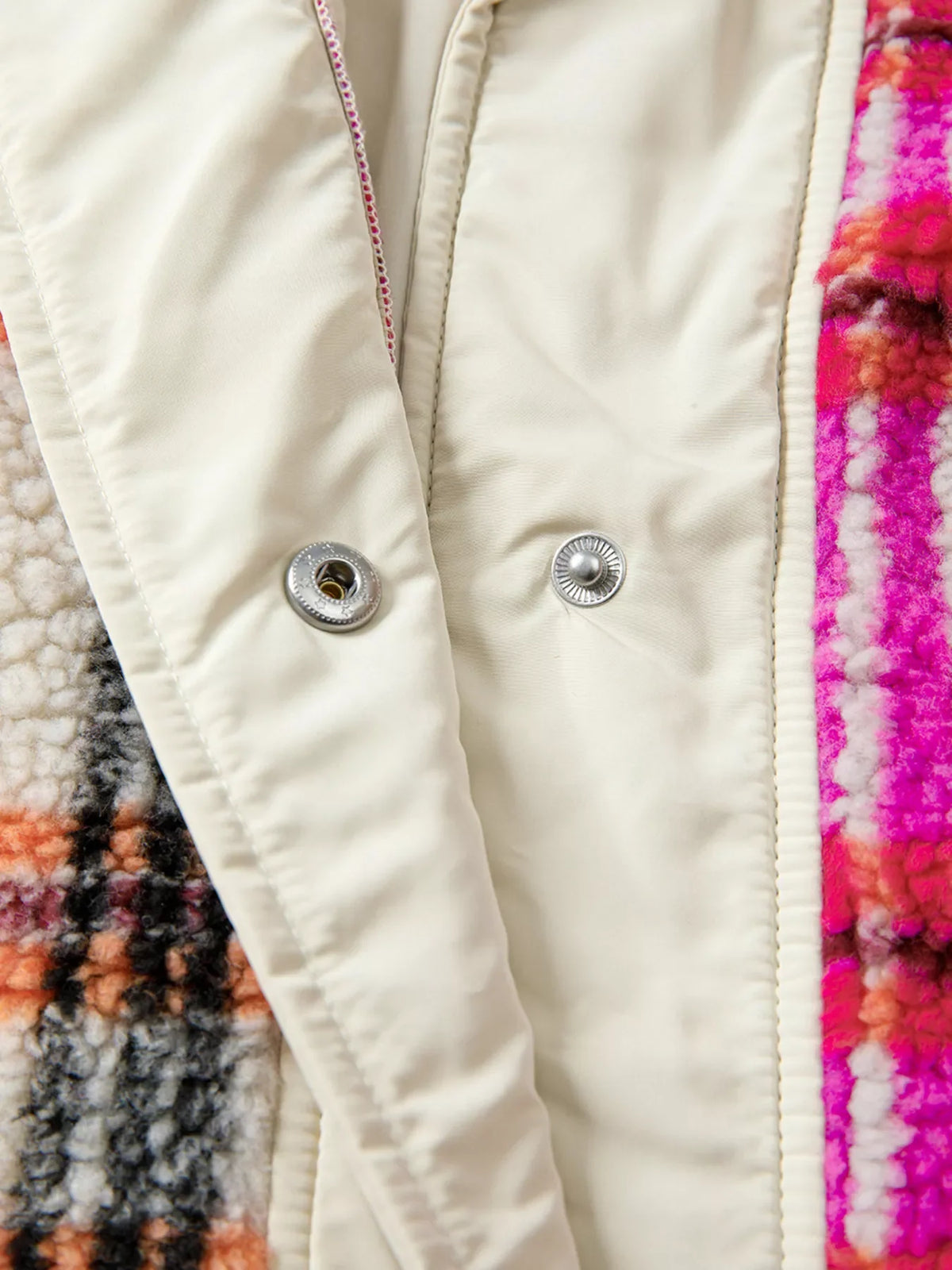 Sherpa Plaid Snap-Front Vest Coat