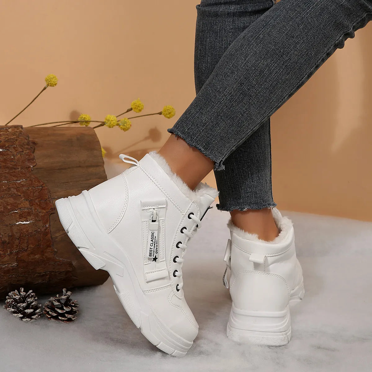 Premium Lace-Up Combat Boots with Fleece Line