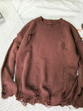 Men's Distressed Round Neck Sweater