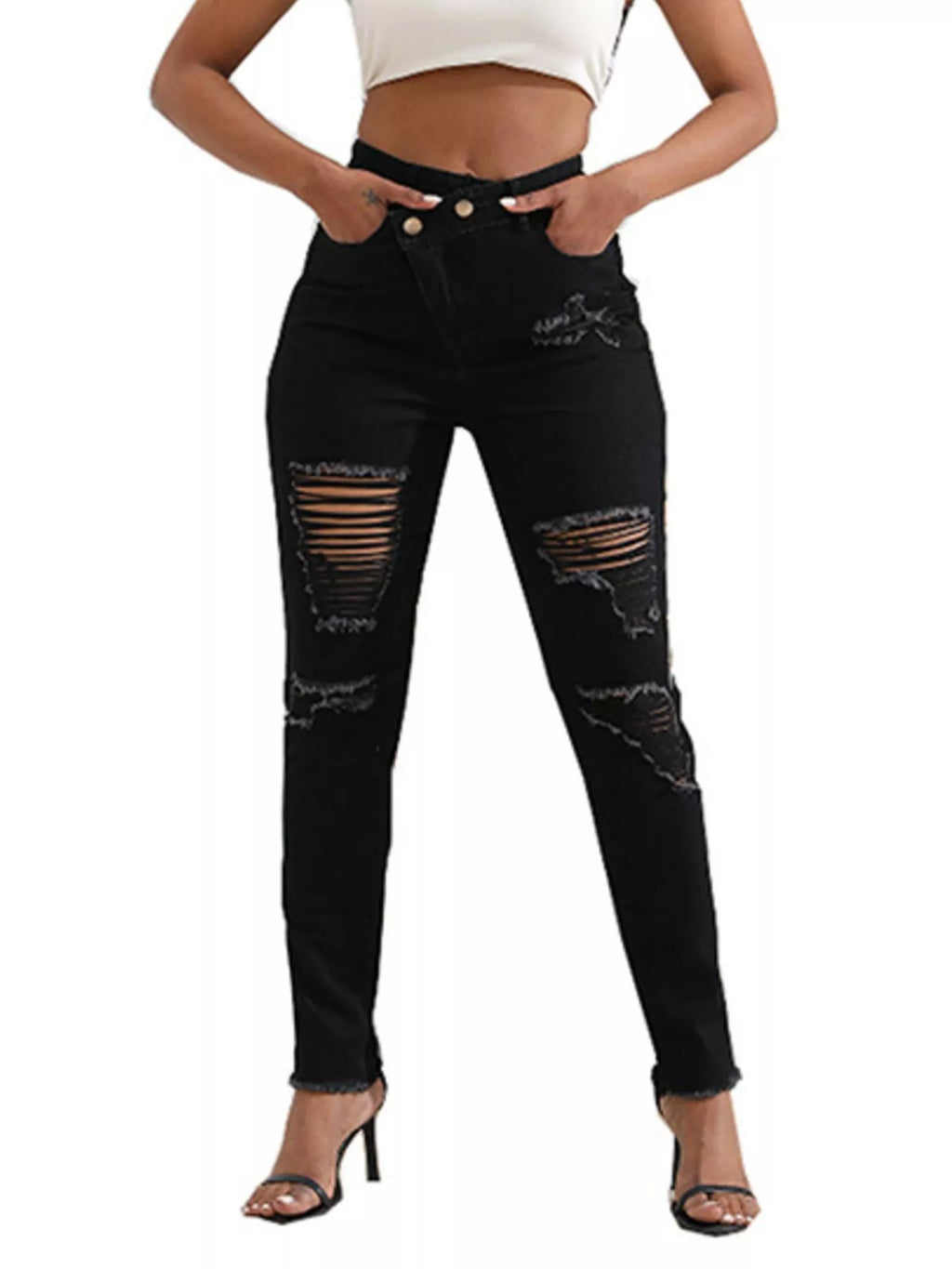 Distressed High-Waisted Jeans