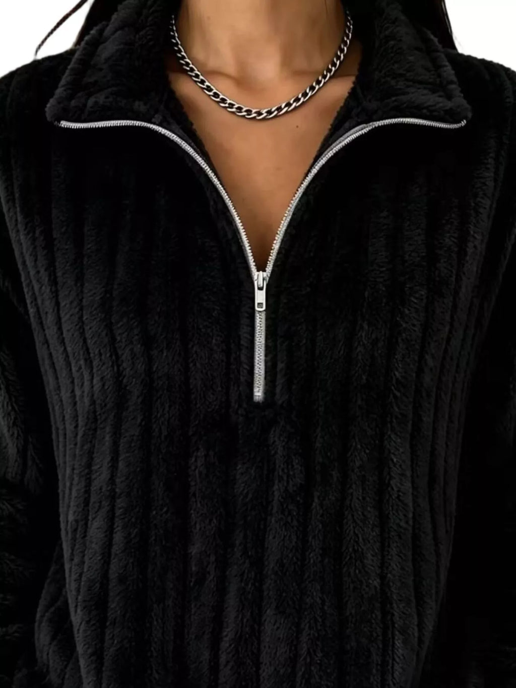 Quarter-Zip Dropped Shoulder Sweatshirt