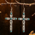 Western Turquoise Cross-shaped Earrings Vintage-style Jewelry
