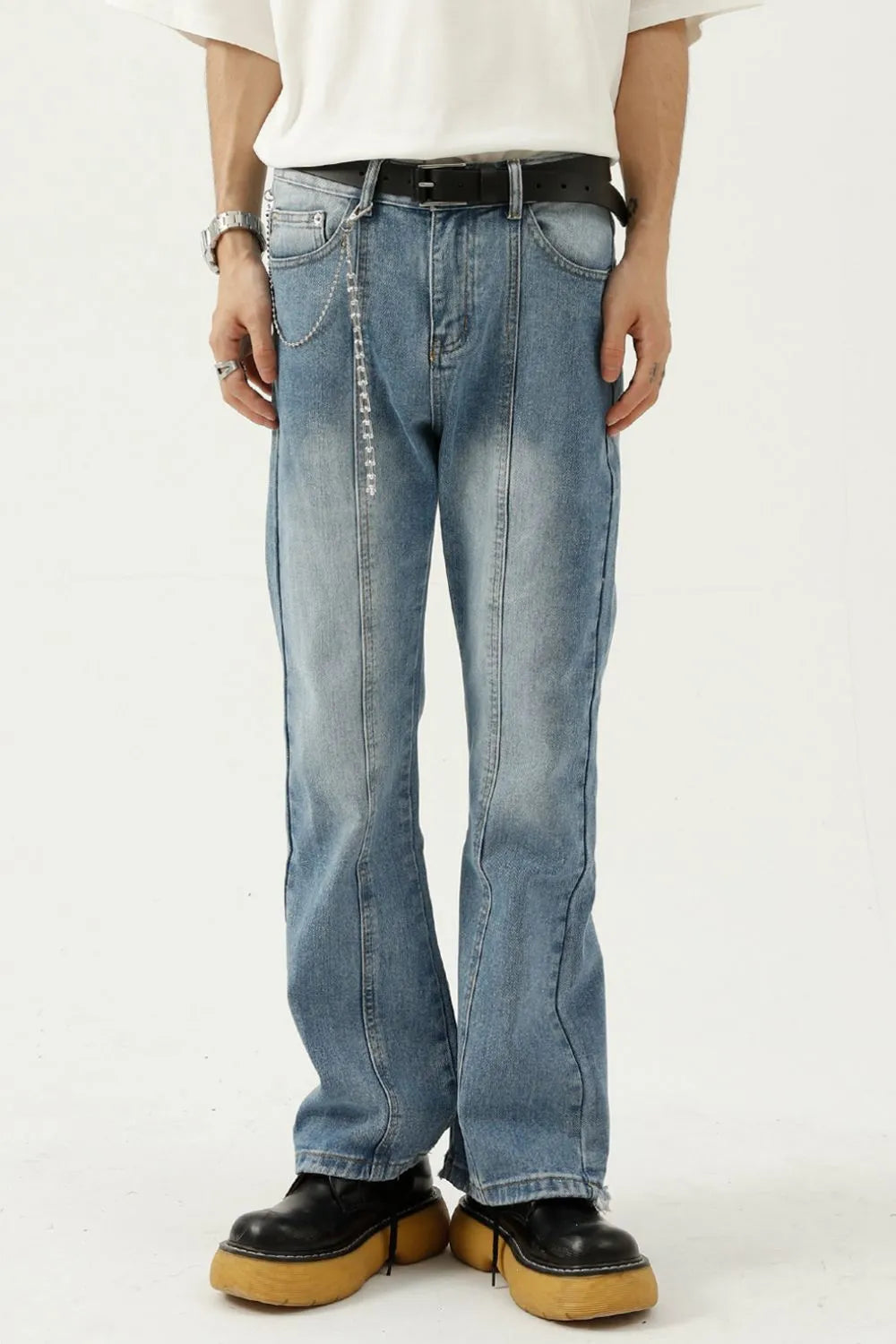 Raw Hem Jeans with Pockets