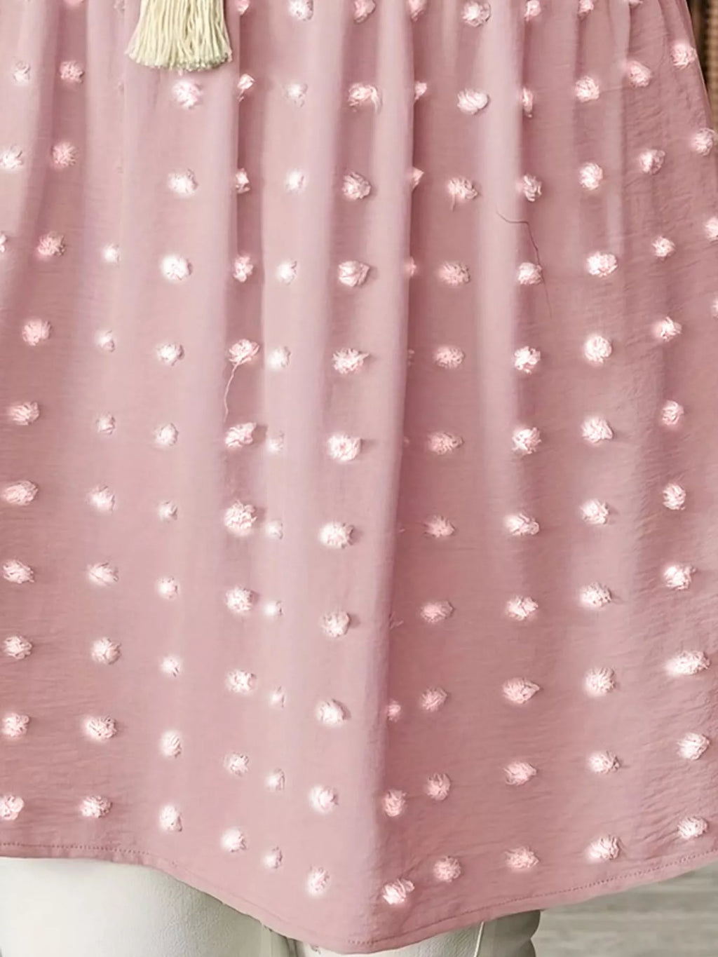 Plus Size Swiss Dot V-Neck Casual Blouse