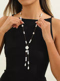 Elegant Pearl and Rose Pendant Necklace