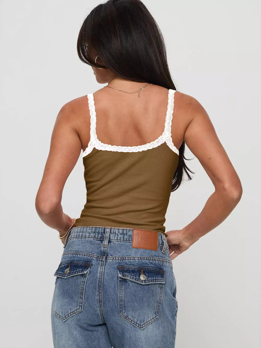 Lace Trim Cropped Cami Top
