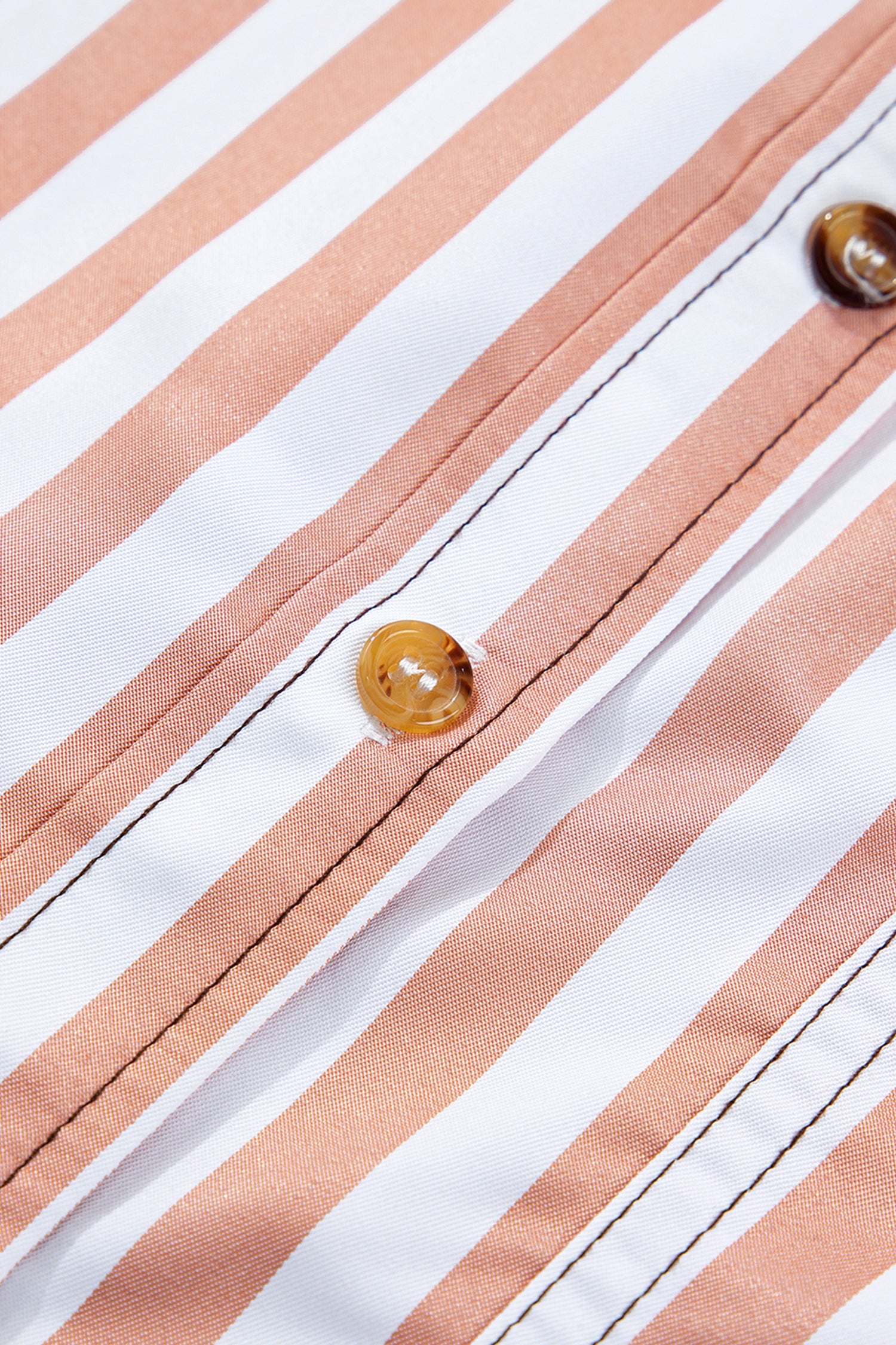 Brown Stripe Western Button Down Long Sleeve Casual Shirt