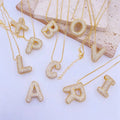 Inlaid Zircon Bubble Initial V Necklace