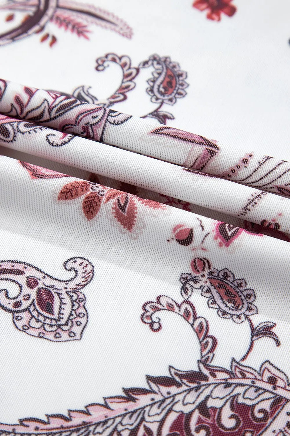 Paisley Print Mock Neck Short Sleeve Tee