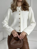 Crew-Neck Button Down Cardigan