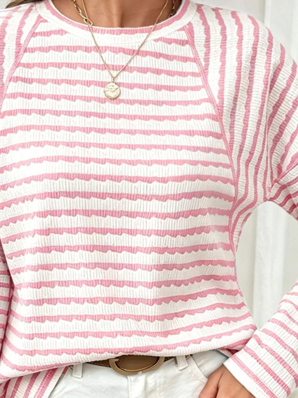 Casual Striped Raglan Sleeve Long-Sleeve T-Shirt