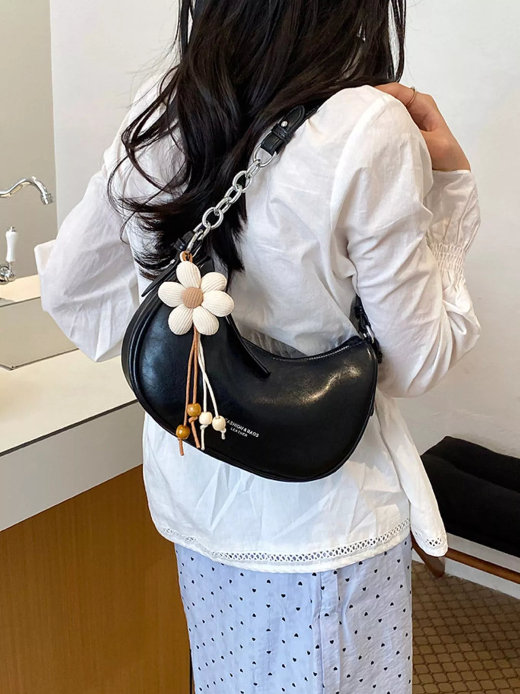 PU Leather Crescent Shoulder Bag