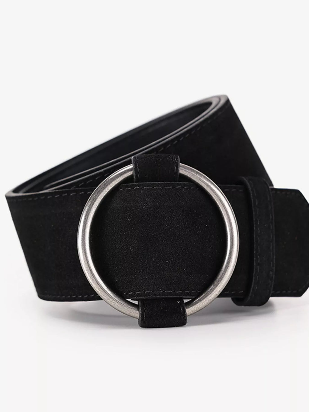 Wide Waist Belt with Circle Buckle