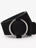 Wide Waist Belt with Circle Buckle