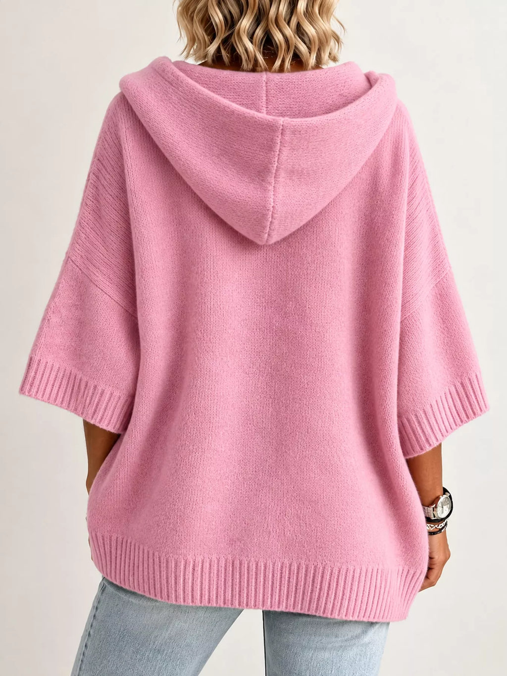Full Size Hooded Open-Front Knit Cardigan Plus Size