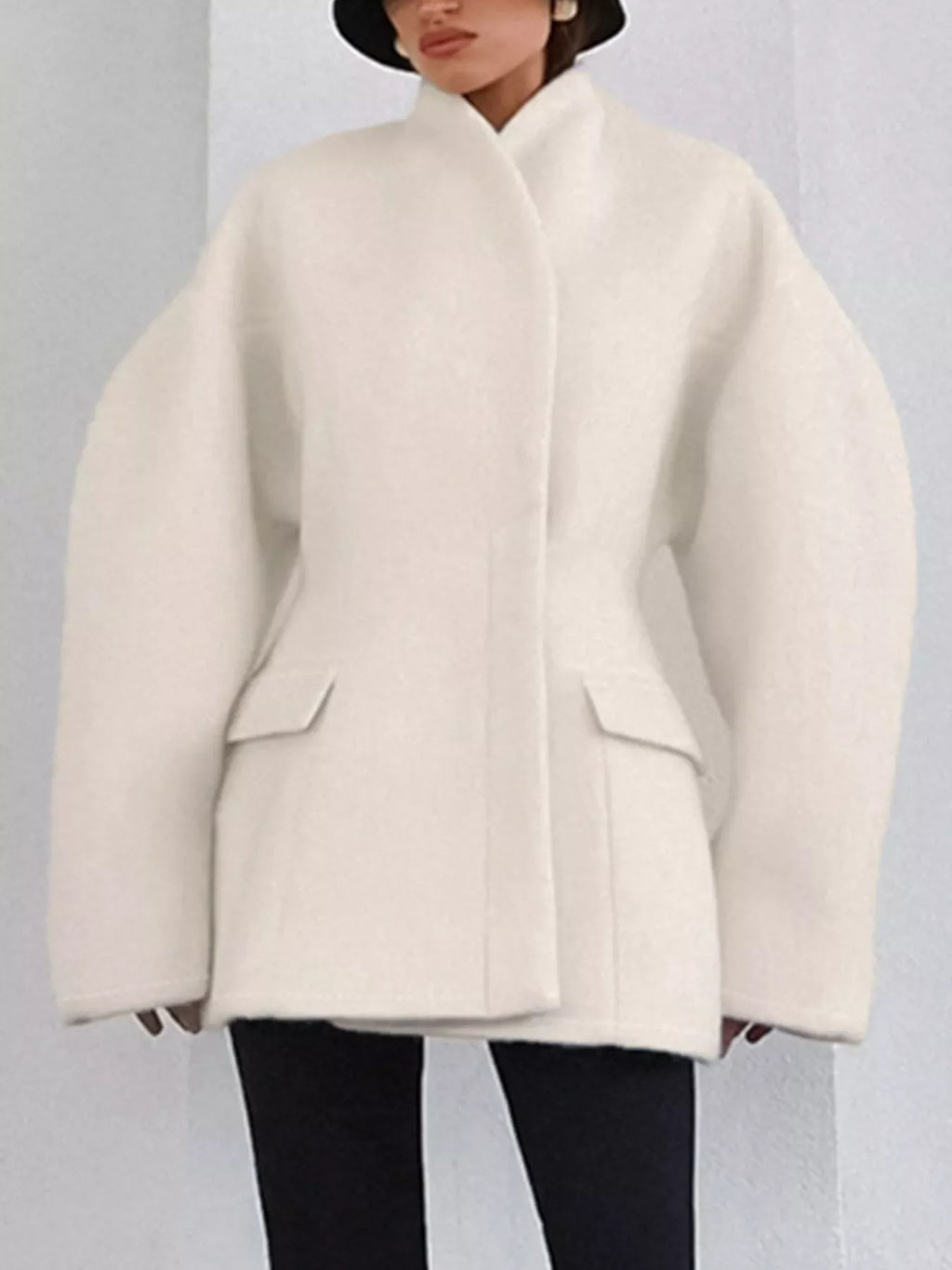 Wool-Blend Leg-of-Mutton Sleeves Outerwear