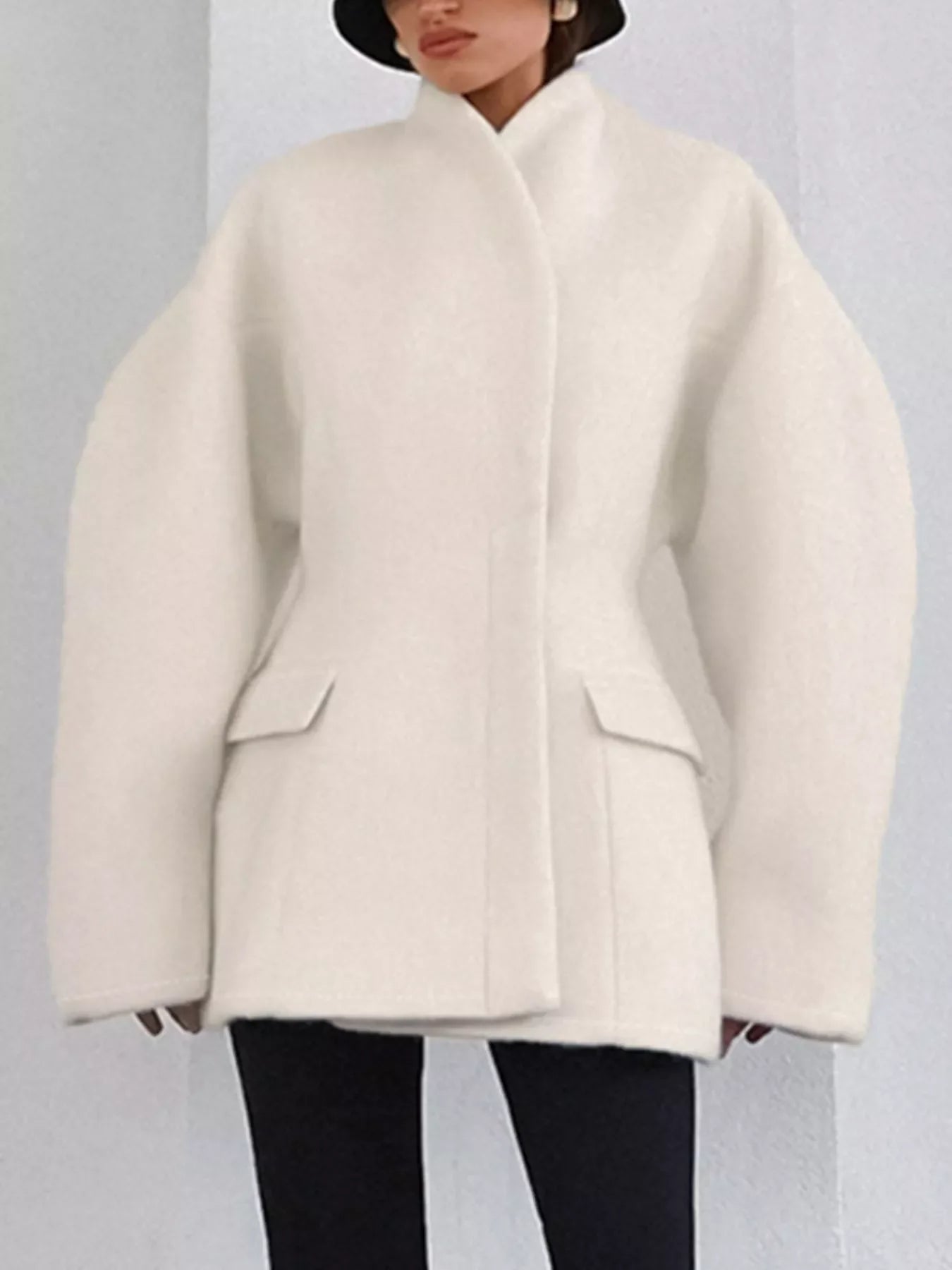 Wool-Blend Leg-of-Mutton Sleeves Outerwear