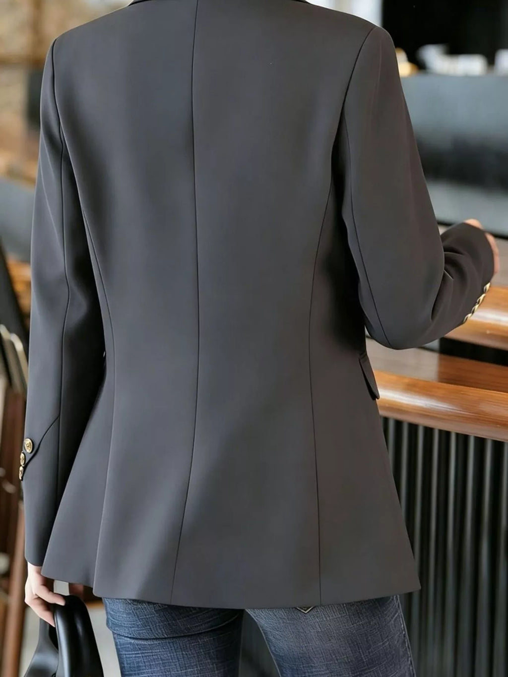 Full Size One Button Lapel Collar Blazer Plus Size