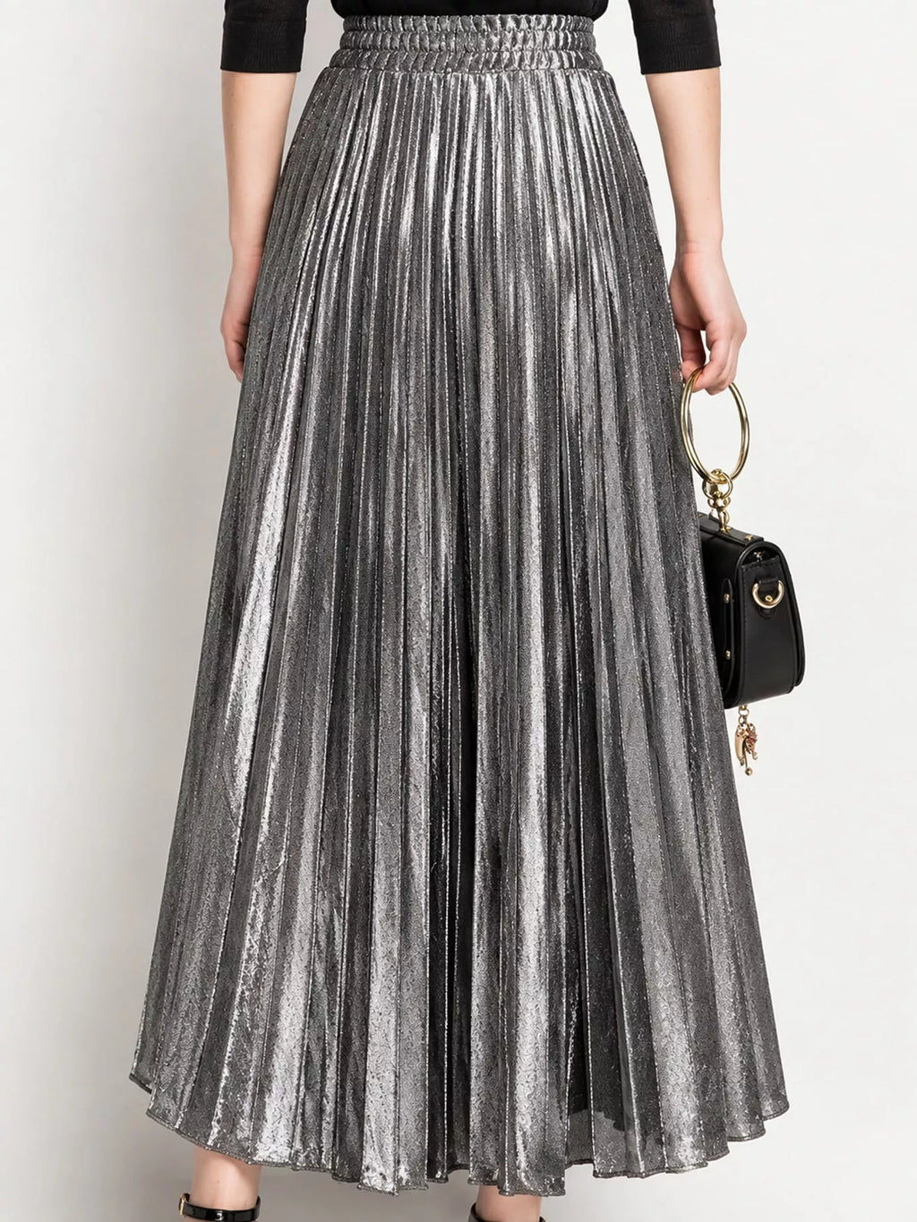 High-Waisted Pleated Maxi Skirt