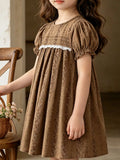Children's Vintage Floral Puff Sleeve Dress
