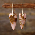 Natural Stone Geometric Drop Earrings