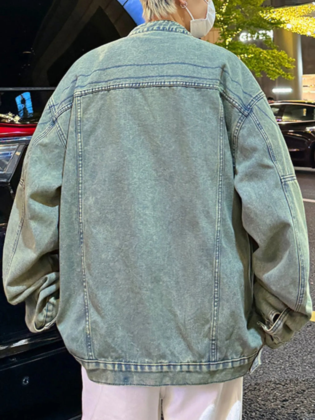 Men's Plus Size Zip Up Long Sleeve Denim Jacket