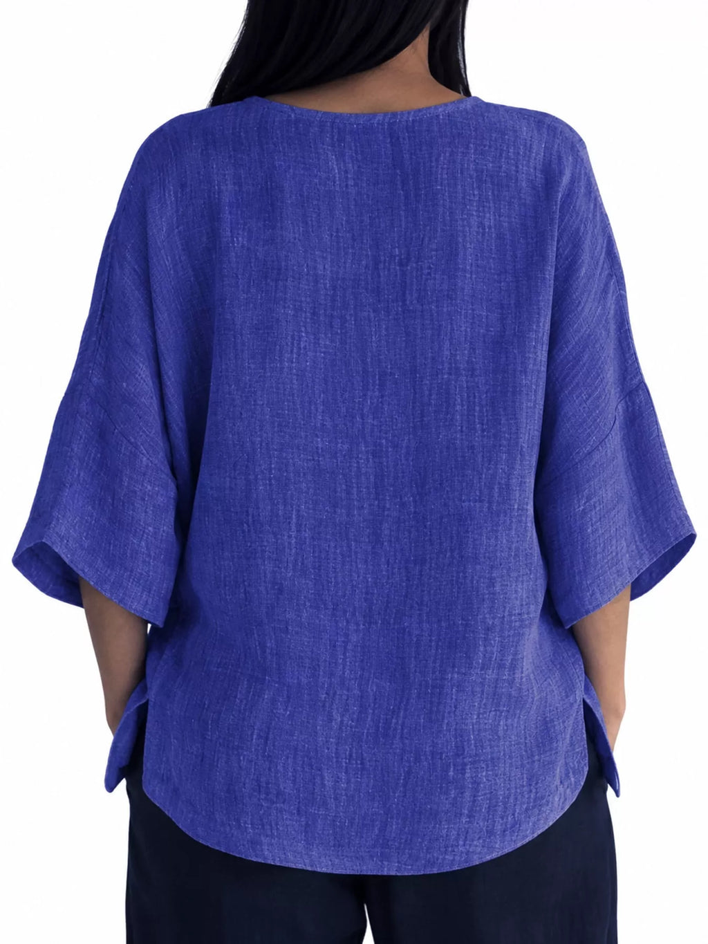 Full Size Loose Fit Linen Blend Blouse Plus Size