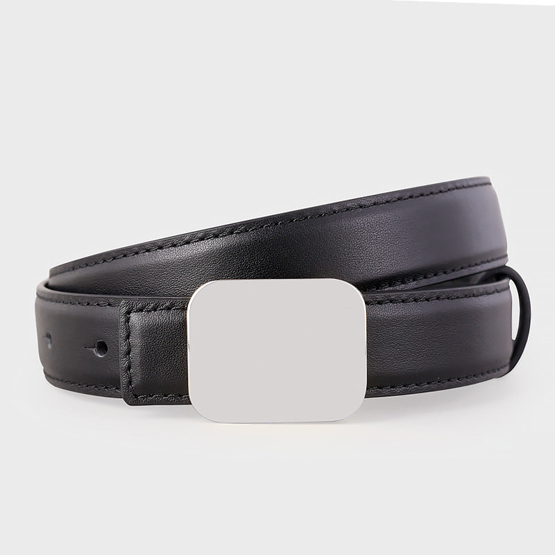 Square Buckle Leather Belt