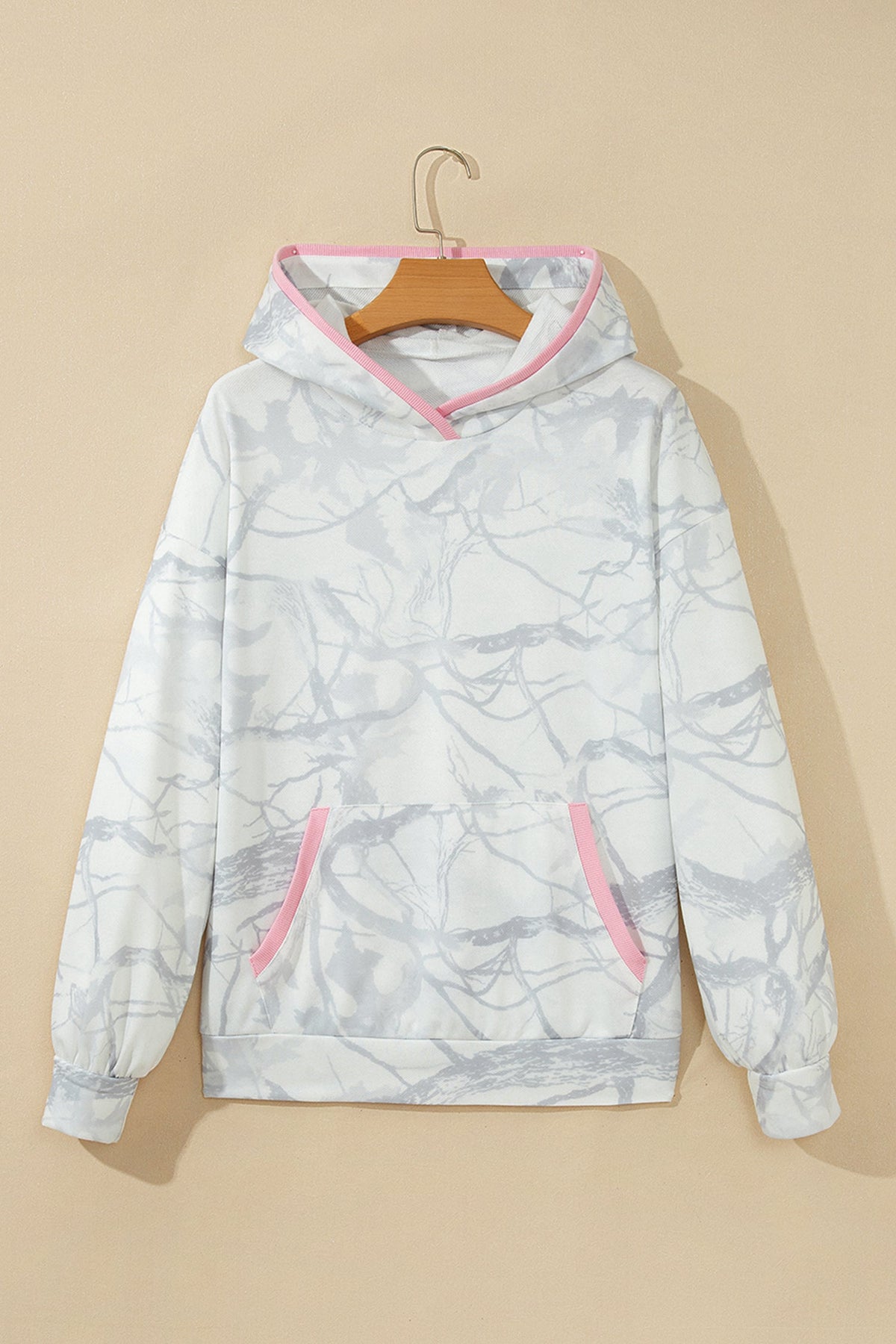 Abstract Camo Colorblock Kangaroo Pocket Hoodie